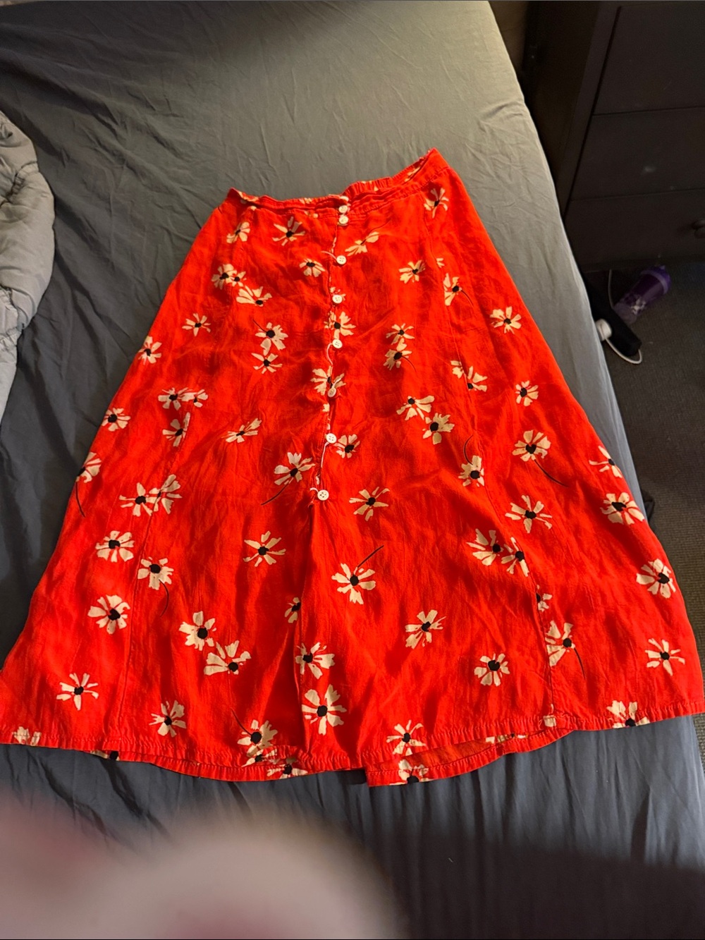 Anthropologie x Faithful the Brand Red Floral Button-Front Skirt Rivera Floral S